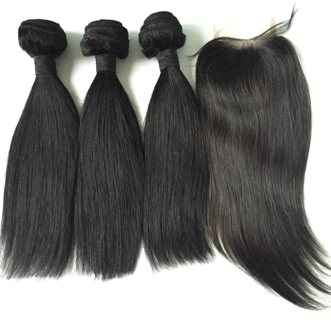 Straight hair bundles with closure